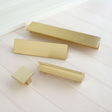 Load image into Gallery viewer, 0.6"-6.3" Black & Brushed Brass Rectangle Knobs, Pulls & Handles | Drawer, Dresser, Kitchen Cabinet, Door & Wardrobe Hardware