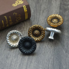 Load image into Gallery viewer, Rustic Floral Knobs, Pulls & Handles | Antique Brass, Silver | Dresser, Drawer, Kitchen Cabinet & Door Hardware