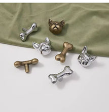 Load image into Gallery viewer, Bone Shape Solid Brass Cabinet Pulls, Antique Bronze Cute Handles for Kids Room, Wardrobe Cupboard