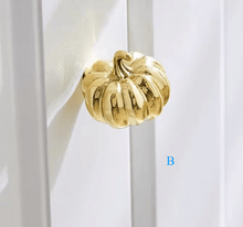Load image into Gallery viewer, Gold Pumpkin Brass Knobs, Cute Luxury Handles for Cabinet, Drawer and Bedside Table