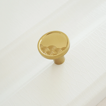 Load image into Gallery viewer, Round & Rectangle Brass Knobs | Champagne Gold Cabinet & Kitchen Cupboard Knobs, Drawer Pulls, Chinese Style Handles