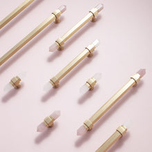 Load image into Gallery viewer, 3.78", 5" Light Pink & Nature Stone (Light Pink & White) Brass Kitchen Cabinet Pulls | Luxury Decor Dresser & Closet Handles, Drawer Knobs