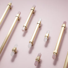 Load image into Gallery viewer, 3.78", 5" Light Pink & Nature Stone (Light Pink & White) Brass Kitchen Cabinet Pulls | Luxury Decor Dresser & Closet Handles, Drawer Knobs