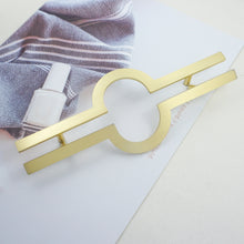 Load image into Gallery viewer, 5" (128mm) Semicircle & Circle Brushed Brass Drawer Pulls | Dresser, Kitchen Cabinet Door & Cupboard Handles, Knobs