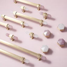 Load image into Gallery viewer, 3.78", 5" Light Pink & Nature Stone (Light Pink & White) Brass Kitchen Cabinet Pulls | Luxury Decor Dresser & Closet Handles, Drawer Knobs