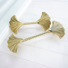 Load image into Gallery viewer, 3.78"-5.0" Ginkgo Solid Brass Pulls, Knobs & Handles | Kitchen, Cabinet, Dresser & Drawer | Gift-Worthy Hardware