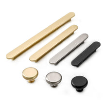 Load image into Gallery viewer, 2.5", 3.75", 5" & 7.55" Brushed Brass, Black & Nickel Drawer Pulls | Kitchen Cabinet Knobs & Closet Wardrobe Handles | Kitchen Hardware