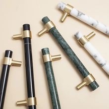 Load image into Gallery viewer, Marble (Black, Green, White) Kitchen Cabinet Pulls | Brass Luxury Dresser Handles, Drawer Knobs, Closet Hardware & Decor
