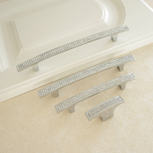 Load image into Gallery viewer, 3.78", 5", 6.3" Silver Crystal Dresser Knobs | Rhinestone Glass Drawer Pulls, Cabinet & Kitchen Handles, Hardware