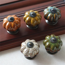 Load image into Gallery viewer, 1pc Pumpkin Ceramic Knobs | Colorful Dresser & Drawer Knobs, Cabinet & Kitchen Cupboard Pulls, Furniture Hardware