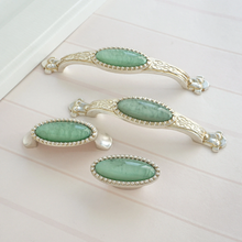 Load image into Gallery viewer, 2.5"-5" Antique Silver & Turquoise Green Knobs, Pulls & Handles | Drawer, Kitchen Cabinet & Closet Hardware