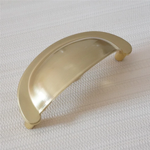 Load image into Gallery viewer, 3" (76mm) Brushed Brass Gold Cup Bin Shell Knobs, Pulls & Handles | Dresser, Drawer, Cupboard & Kitchen Cabinet Hardware