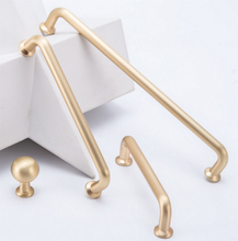 Load image into Gallery viewer, 3.78"(96mm), 5"(128mm), 7.55"(192mm) Brushed Brass & Black Knobs & Pulls | Cabinet, Dresser, Drawer, Kitchen & Cupboard Handles