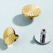 Load image into Gallery viewer, Solid Brass Round Sun Knobs & Pulls | Gold Chrome | Cabinet, Drawer, Dresser & Kitchen Hardware