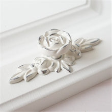 Load image into Gallery viewer, Shabby Chic Rose Flower Plate & Knob Pulls | Cream Gold Dresser & Cabinet Handles, Drawer & Door Knobs, Furniture Hardware