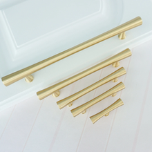 Load image into Gallery viewer, 2.5" 3.78'' 5'' 7.55“Brushed Brass Drawer Pulls Knobs Cabinet Pulls Hardware T Bar Knobs Drawer Pulls Dresser Knobs Closet Wardrobe Handle