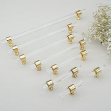 Load image into Gallery viewer, Customizable Acrylic Gold Clear Pulls, Knobs & Handles | Drawer, Dresser, Cabinet & Bathroom Hardware