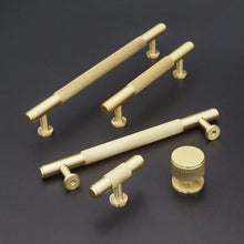 Load image into Gallery viewer, Solid Brushed Brass Drawer Pulls & Knobs | Kitchen & Cabinet Handles, Dresser & Cupboard Knobs, Closet Hardware