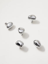 Load image into Gallery viewer, Silver Brass Pebble Wall Hooks, Heavy Duty Drilled Mount Coat Hooks for Entryway Cloakroom Kids Room