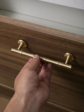 Load image into Gallery viewer, Minimalist Gold Brass Pull Handles, French Luxury Grips for Wardrobes, Drawers and Kitchen Cabinets