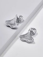 Load image into Gallery viewer, Chrome Silver Brass Ginkgo Leaf Pulls, French European Minimalist Handles for Wardrobe Doors, Cabinets & Drawers
