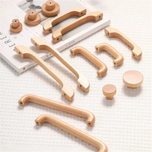 Load image into Gallery viewer, 2.5", 3.78", 5", 6.3" Natural Beech Wood Handles | Solid Wood Cabinet & Kitchen Door Handles, Simple Round Dresser Knobs
