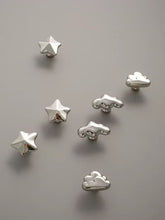 Load image into Gallery viewer, Mid-Century Irregular Brass Drawer Pulls, Titanium Silver Star & Cloud Small Cabinet Knobs for Kids Room