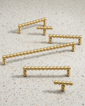 Load image into Gallery viewer, Gold Brass Beaded Cabinet Pulls: Drawer Handles, Modern Kitchen Hardware