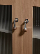 Load image into Gallery viewer, French Mid-Century Walnut Beech Wood Brass Pendant Pulls, Minimalist Drawer & Furniture Handles