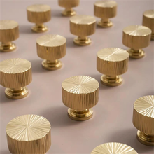 Load image into Gallery viewer, 3.78", 5.0" Solid Brass Hammered Gold Knobs & Pulls | Unique Dresser & Drawer Handles, Kitchen Cabinet, Wardrobe & Cupboard Hardware