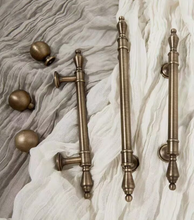 Load image into Gallery viewer, Antique Brass French Cabinet Pulls, Mid-Century Luxury Surface Mount Retro Handles for Kitchen Drawer Wardrobe