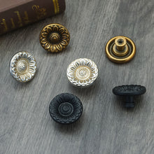 Load image into Gallery viewer, Rustic Floral Knobs, Pulls & Handles | Antique Brass, Silver | Dresser, Drawer, Kitchen Cabinet & Door Hardware