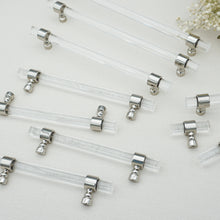 Load image into Gallery viewer, 3.0"-14.0" Customizable Clear Silver Lucite/Acrylic Pulls & Knobs | Dresser, Wardrobe, Drawer & Cabinet Hardware