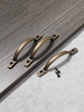 Load image into Gallery viewer, Chinese Antique Vintage Brass Pull Handles, Old Style Grips for Wooden Doors, Drawers, Cabinets and Toolboxes