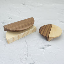 Load image into Gallery viewer, 1.25"-2.5" Ash & Black Walnut Wooden Semicircle (Half Moon) Pulls & Handles | Cabinet, Drawer, Dresser | Home Decor Hardware