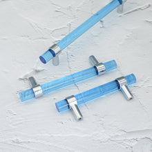 Load image into Gallery viewer, Customizable Blue, Pink & Clear Acrylic Pulls & Knobs | Drawer, Dresser, Cabinet & Bathroom Hardware