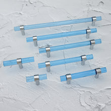 Load image into Gallery viewer, Customizable Blue, Pink & Clear Acrylic Pulls & Knobs | Drawer, Dresser, Cabinet & Bathroom Hardware