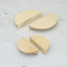 Load image into Gallery viewer, 1.25"-2.5" Ash & Black Walnut Wooden Semicircle (Half Moon) Pulls & Handles | Cabinet, Drawer, Dresser | Home Decor Hardware