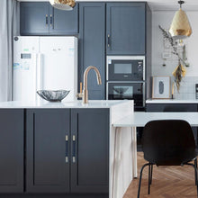 Load image into Gallery viewer, 3.78"-5" Dark Blue Leather & Brushed Nickel Pulls, Knobs & Handles | Drawer, Cabinet, Wardrobe & Dresser Hardware