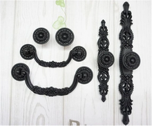 Load image into Gallery viewer, Shabby Chic Black Ornate Knobs, Pulls & Handles | Rustic French Country Dresser, Drawer & Kitchen Cabinet Decorative Hardware