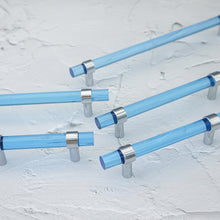 Load image into Gallery viewer, Customizable Blue, Pink & Clear Acrylic Pulls & Knobs | Drawer, Dresser, Cabinet & Bathroom Hardware