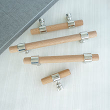 Load image into Gallery viewer, 2.5", 3", 3.78", 4", 5", 6.3", 7.55", 8.8" & 10" Beech Wood Drawer Pulls | Cupboard, Cabinet & Dresser Knobs, Closet Wardrobe Handles