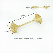 Load image into Gallery viewer, 3.78"-5.0" Ginkgo Solid Brass Pulls, Knobs & Handles | Kitchen, Cabinet, Dresser & Drawer | Gift-Worthy Hardware