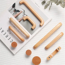 Load image into Gallery viewer, 2.5", 3.78", 5", 6.3" Natural Beech Wood Handles | Solid Wood Cabinet & Kitchen Door Handles, Simple Round Dresser Knobs