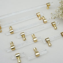 Load image into Gallery viewer, Customizable Acrylic Gold Clear Pulls, Knobs & Handles | Drawer, Dresser, Cabinet & Bathroom Hardware