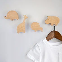 Load image into Gallery viewer, Kids Room Animal Wood Wall Hooks - Decorative Coat Hooks for Children's Room