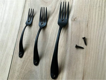 Load image into Gallery viewer, Spoon & Fork Kitchen Handles | Unique Antique Black Drawer Pulls, Rustic Cottage Cupboard Knobs, Vintage Kitchen Hardware