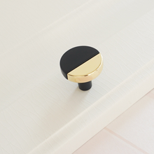 Load image into Gallery viewer, Round Black, White & Gold Knobs, Pulls & Handles | Drawer, Dresser, Kitchen, Cabinet, Door & Cupboard Decor Hardwar