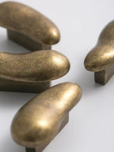 Load image into Gallery viewer, French Pebble Shape Brass Cabinet Pull, Aged Antique Bronze Drawer Handle for Cupboard Wardrobe