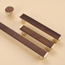 Load image into Gallery viewer, Black Walnut Drawer Pulls & Antique Bronze Cabinet Knobs | Wooden Handles for Kitchen & Dresser